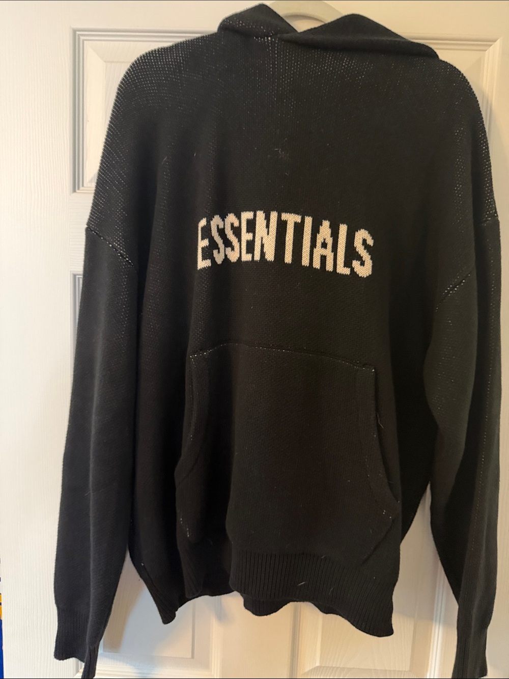 Essentials Black Hooded Sweater with Offwhite Logo